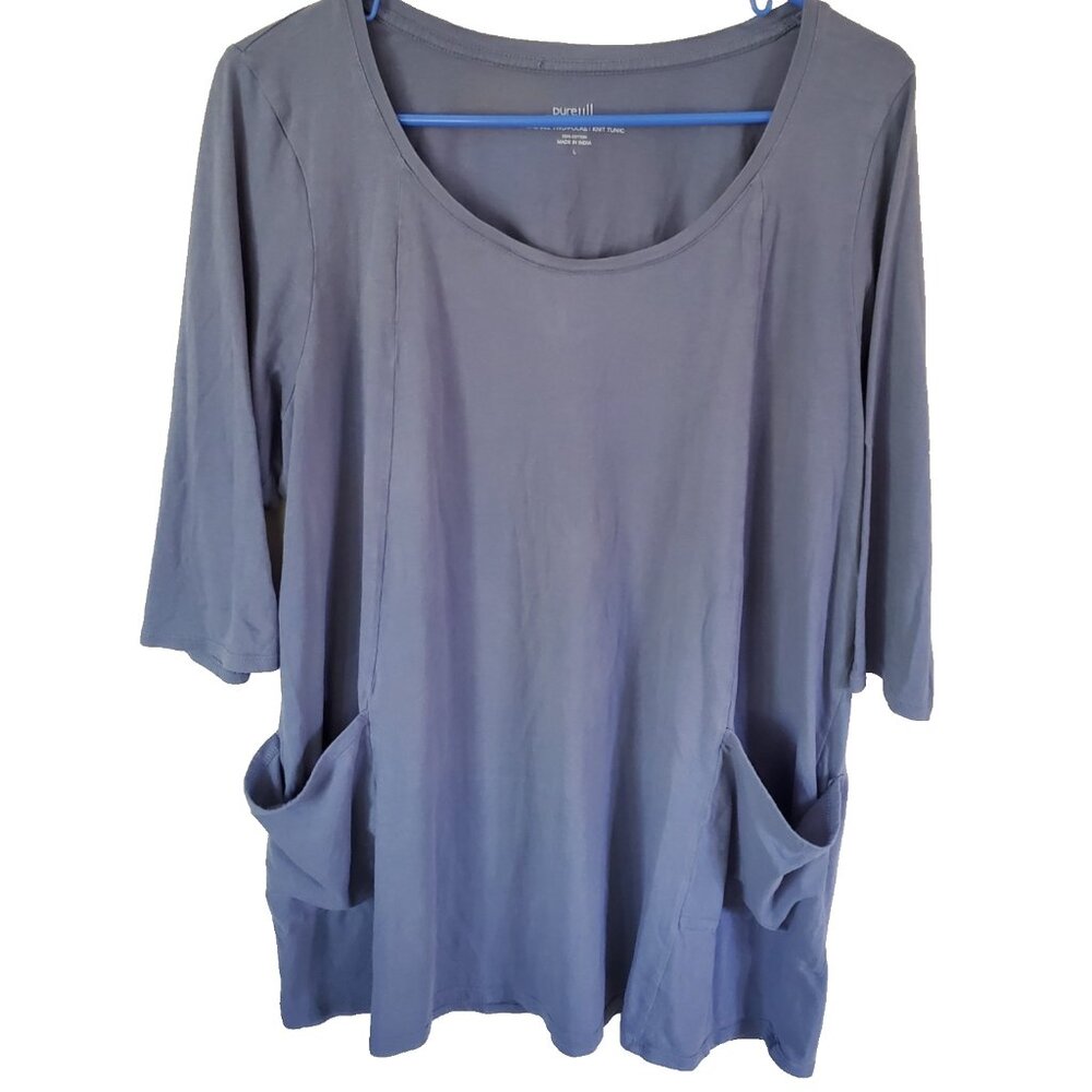 Pure Jill Womens Two Pocket Knit Tunic Top Size L Lagenlook Oversized Lagom Boxy